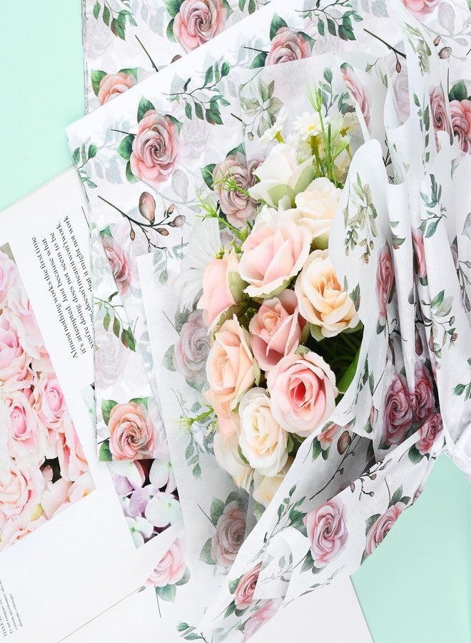 Bolsome 100 Sheets 20 * 14 Inches Pink Rose Floral Tissue Paper for Gift Bags Vintage Spring Flowers Patterned Tissue Paper for Gift Wrapping for Wedding Valentine's Day Anniversary DIY Craft - Image 5